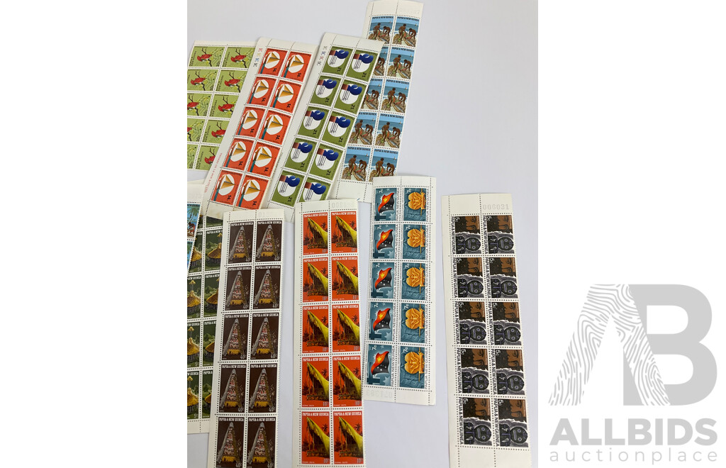 Collection of Papua New Guinea Early 1970's Mint Stamp Blocks Includings Sets/Part Sets