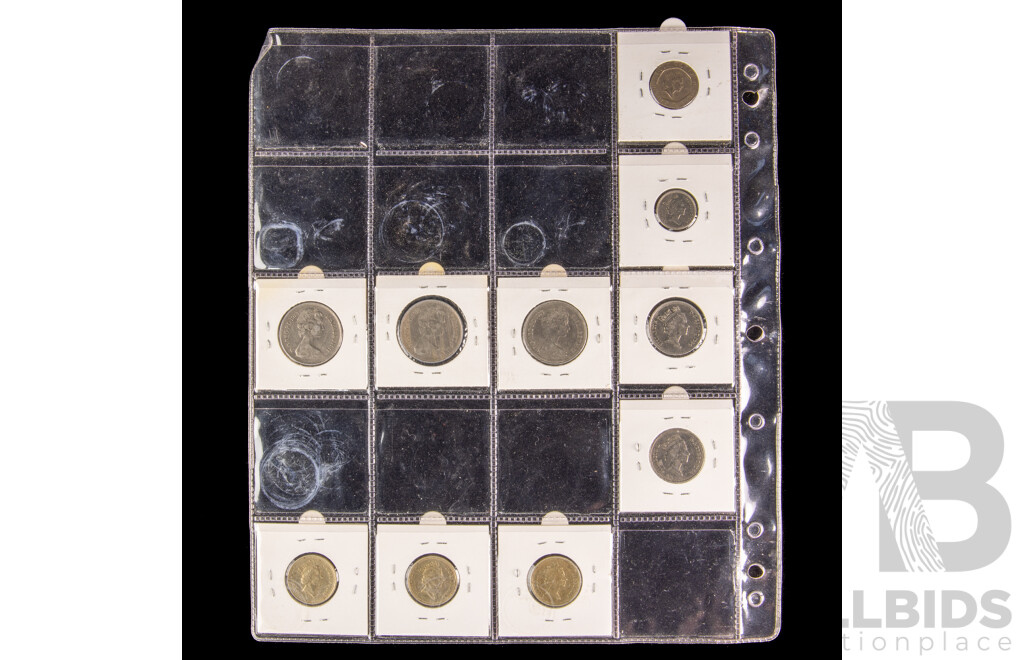 Collection of Vintage United Kingdom Coins Including Pounds, Half, Crowns, Shillings, New Pence, Commemorative, Examples Spanning 1903 to 2001