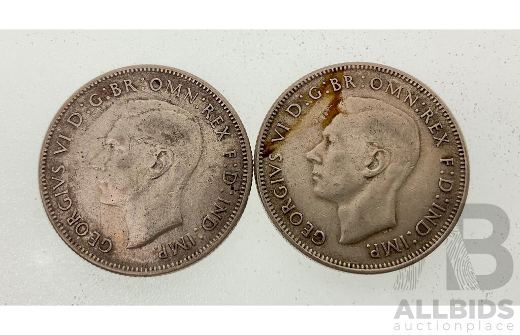 Two Australian KGVI Silver Florins, 1944 and 1945 .925