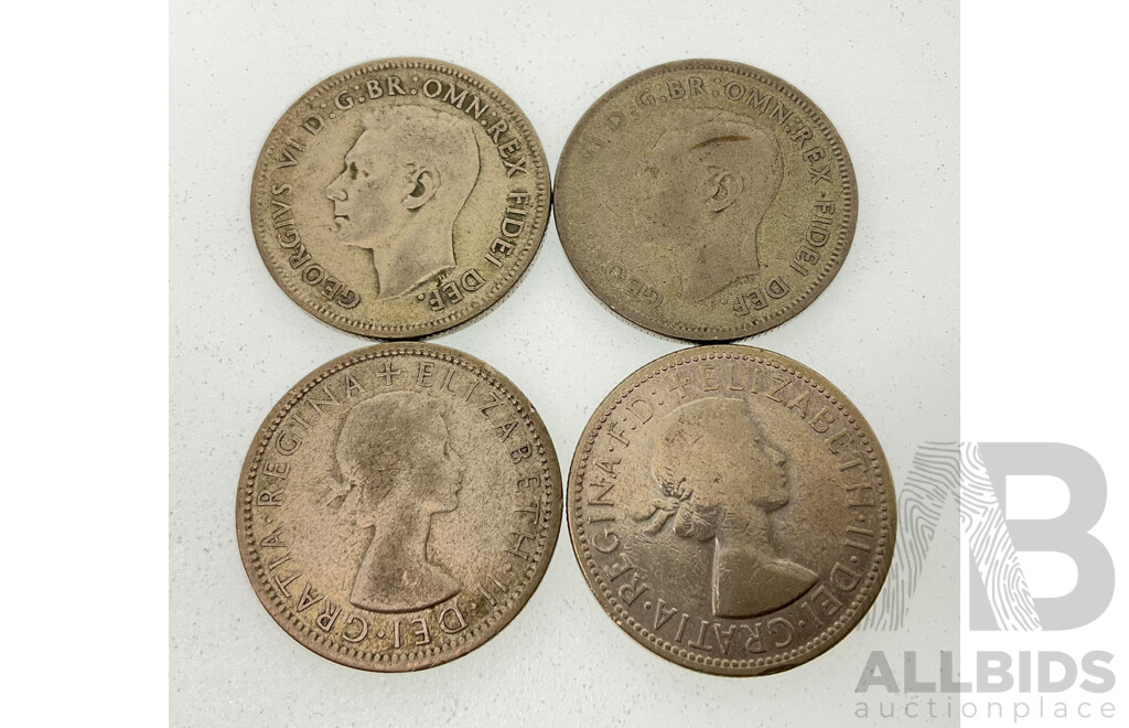 Four Australian KGVI/QE2 Silver Florins, 1951(2) 1953, 1956  .500