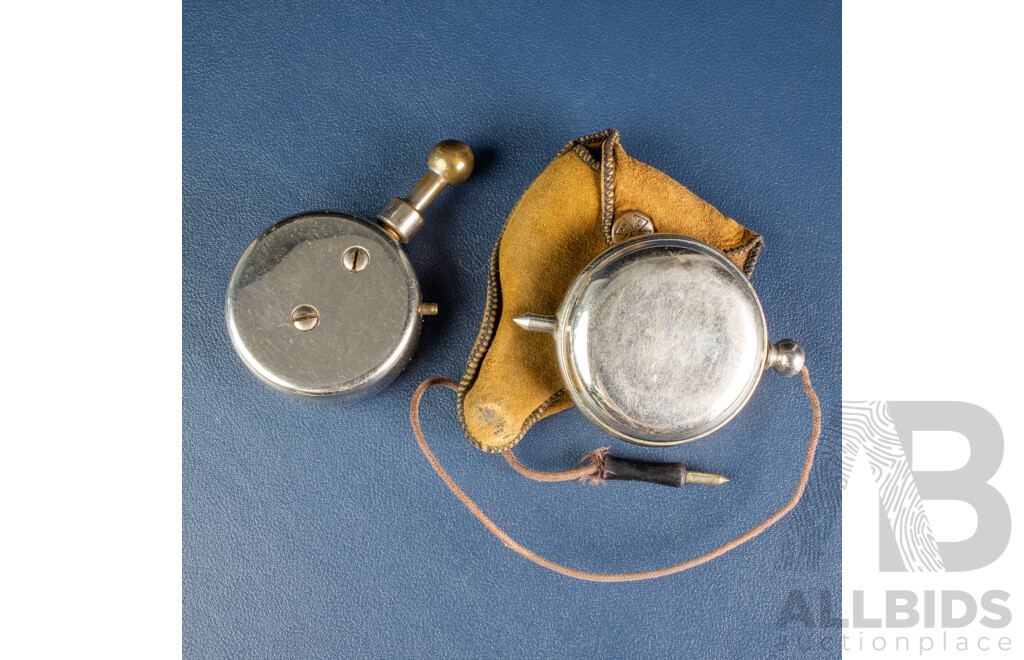 Vintage U.S Gauge Co Tire Pressure Gauge for Balloon or Standard Tires with Original Pouch and Vintage Pocket Volt Meter