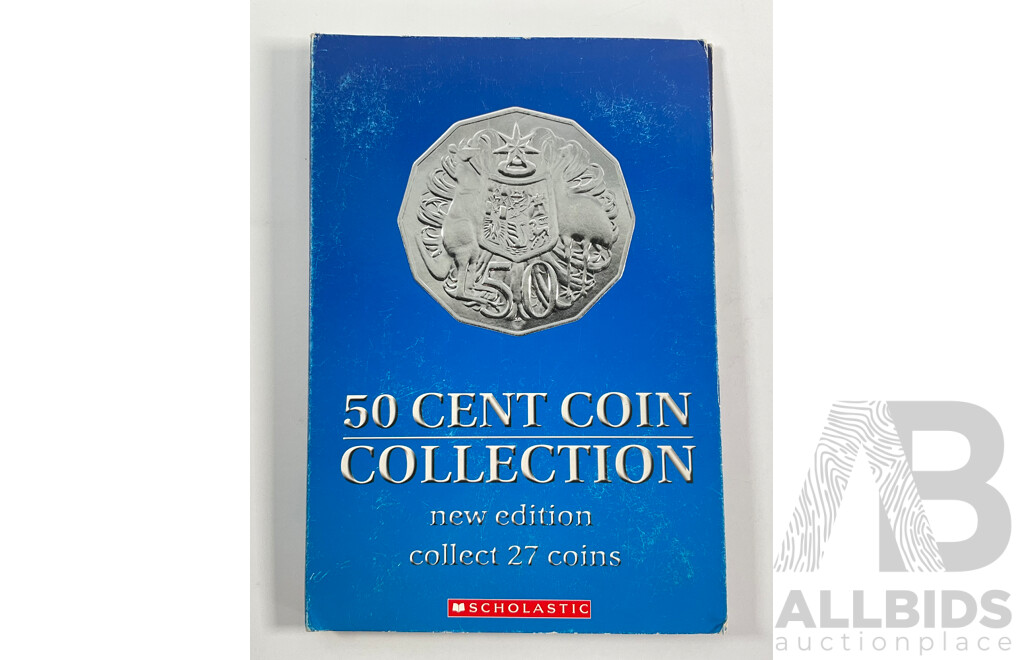 Australian Scholastic Fifty Cent Coin Collection and Folder Including 2001 Federation Set