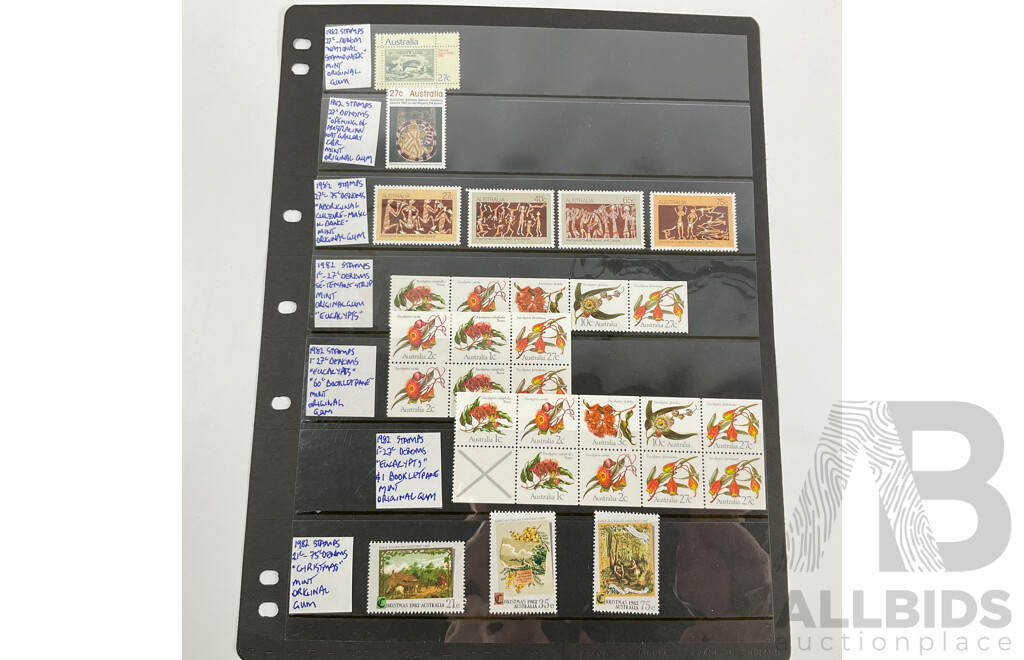 Australian Early 1980's Mint Stamp, Strips Minisheets, Sets