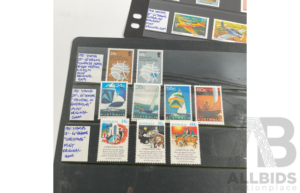 Australian Early 1980's Mint Stamp, Strips Minisheets, Sets