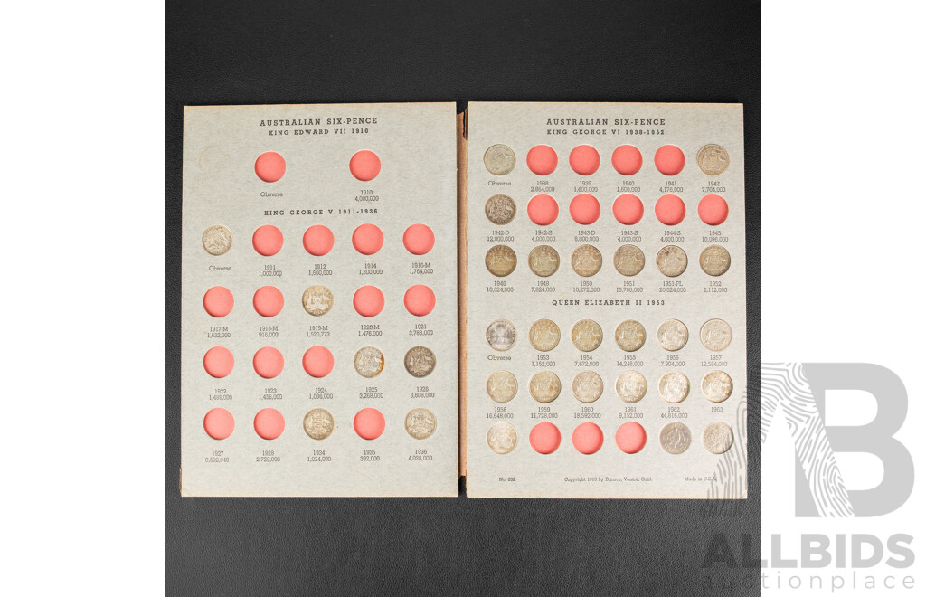 Dansco Australian Silver Sixpence Album, Examples Spanning 1919M to 1963