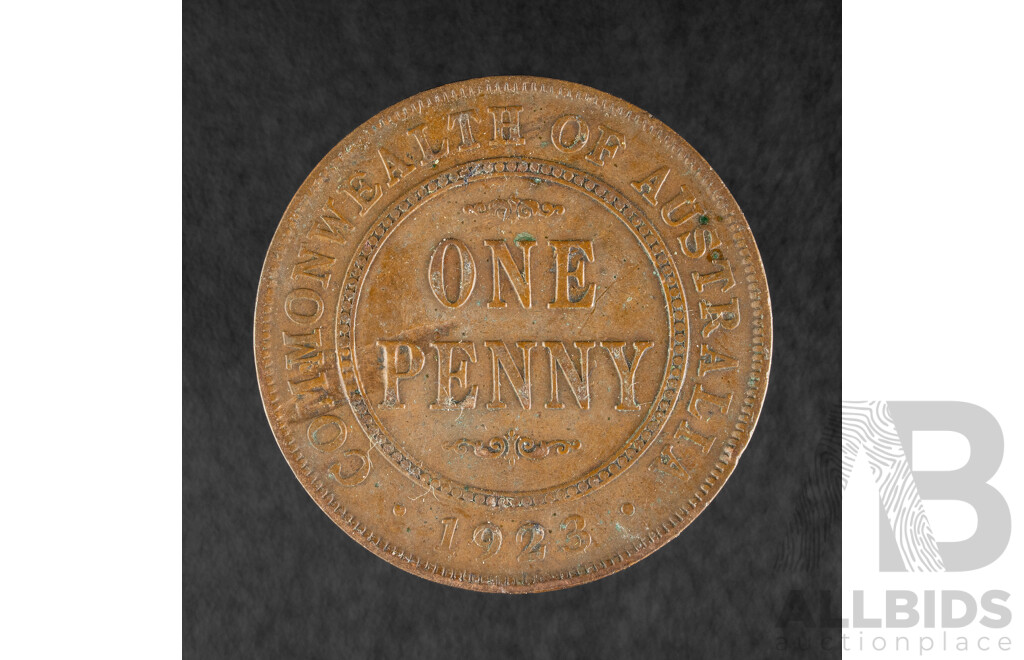 Australian 1923 KGV Penny, Planchet Flaw