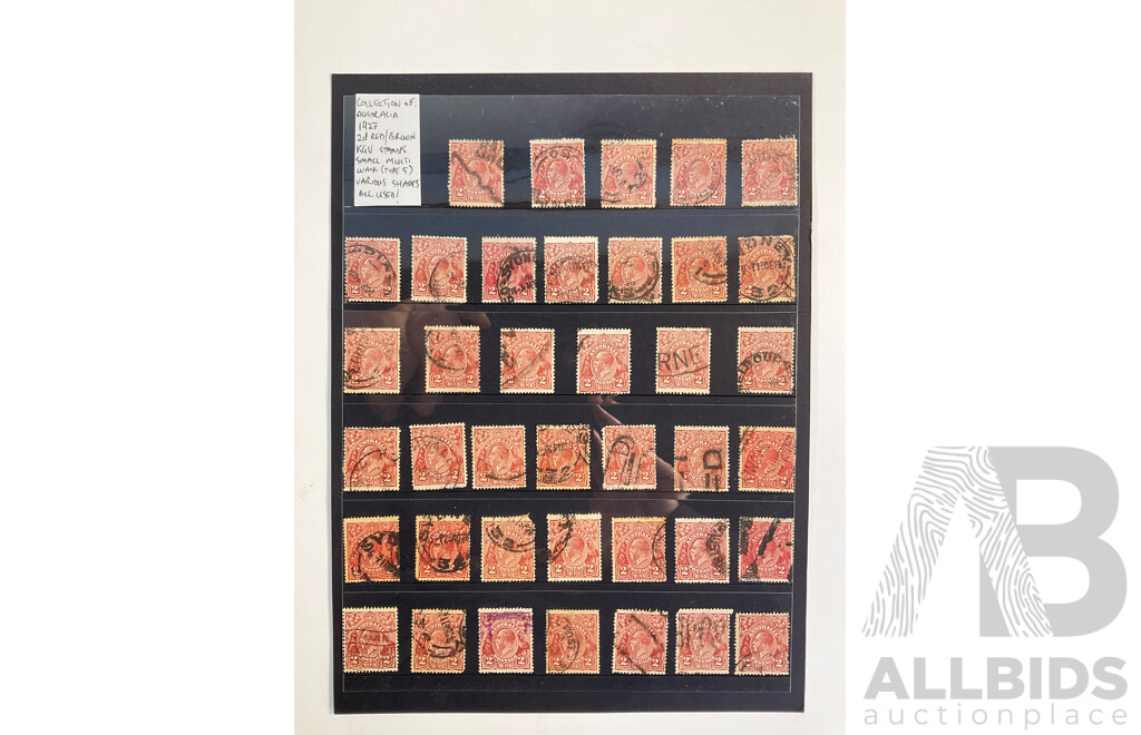 Collection of Australian 1910's-1920's KGV Stamps, One and Half Penny, Two Penny and Five Penny