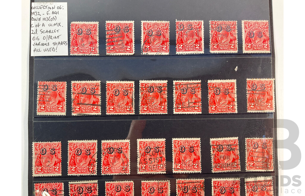 Collection of Australian 1932 KGV Official Service Stamps, Two Penny