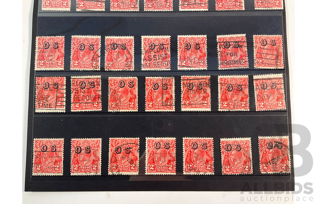 Collection of Australian 1932 KGV Official Service Stamps, Two Penny