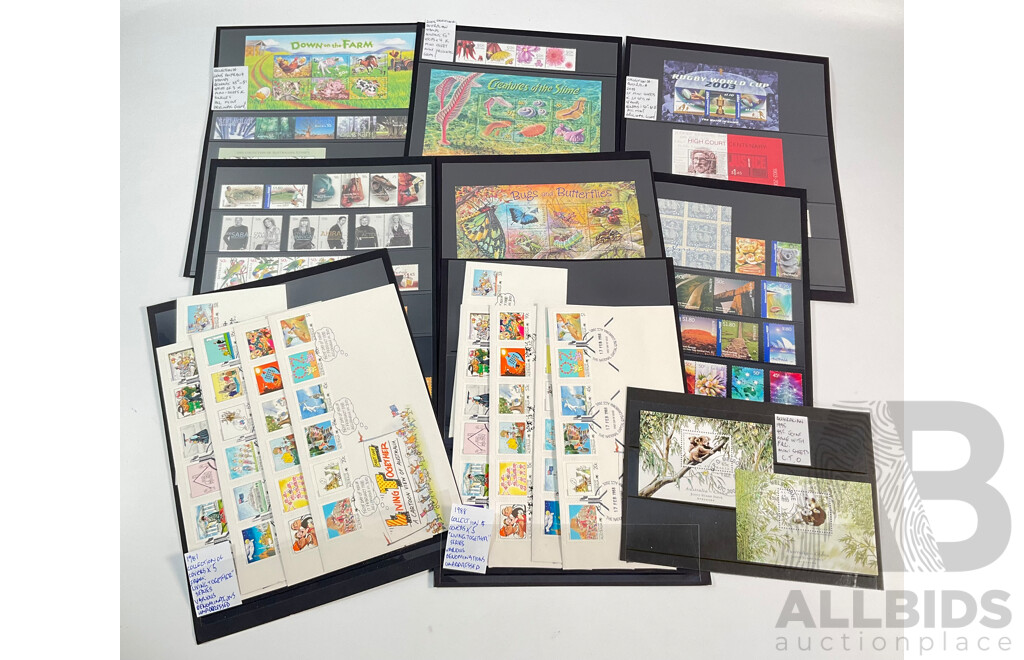 Collection of Australian Mint Stamps and Stamp Blocks with 1981 Living Together First Day Cover Series