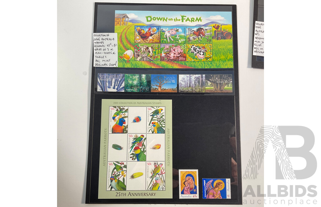 Collection of Australian Mint Stamps and Stamp Blocks with 1981 Living Together First Day Cover Series