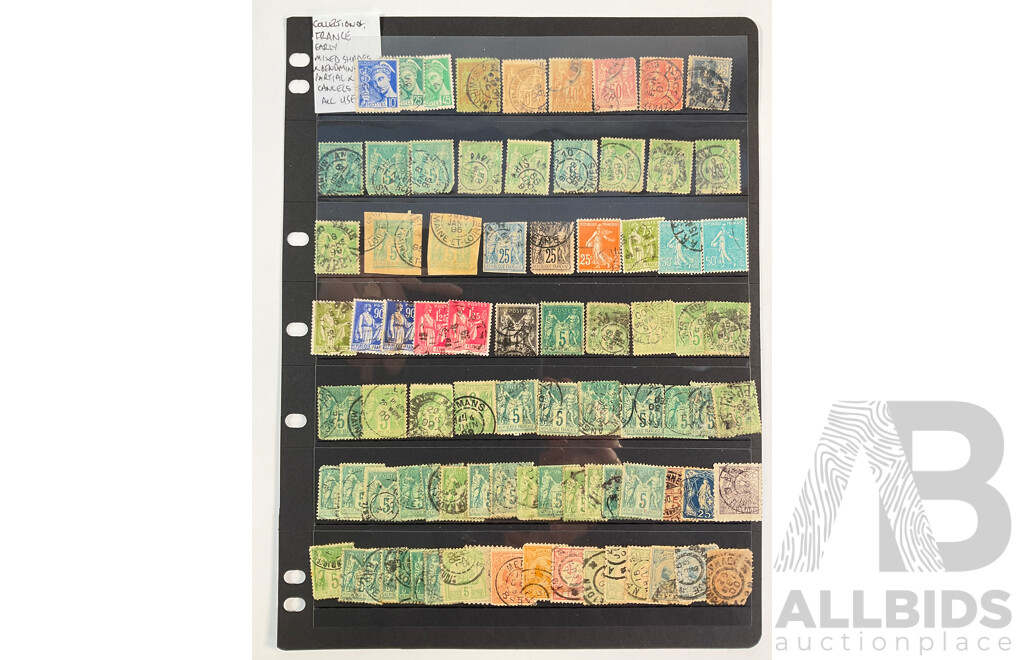 Collection of French Stamps, Examples Spanning 1870's to 1940's Including Imperfs and Part Sets