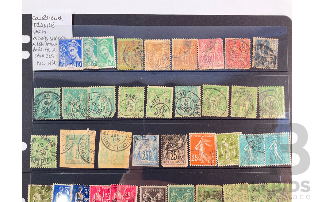 Collection of French Stamps, Examples Spanning 1870's to 1940's Including Imperfs and Part Sets