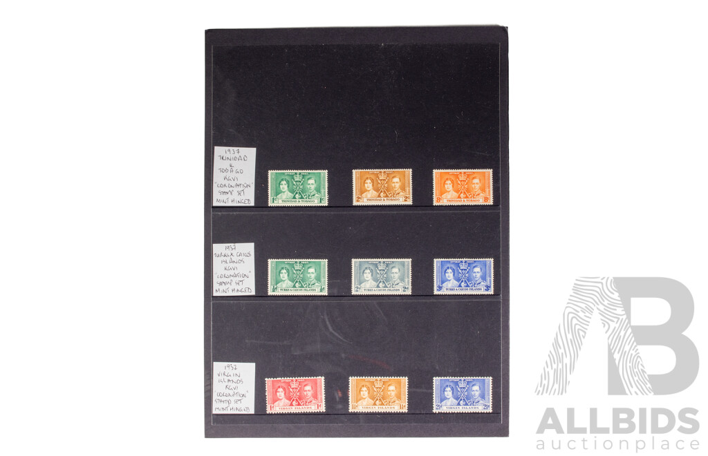 British Commonwealth 1937 King George and Queen Mother Mint Hinged Stamp Sets Including Swaziland, Sierra Leone, St Lucia, St Christopher and Nevis, St Helena, Seychelles, St Vincent, Somaliland Protectorate, Straits Settlement Malaya................