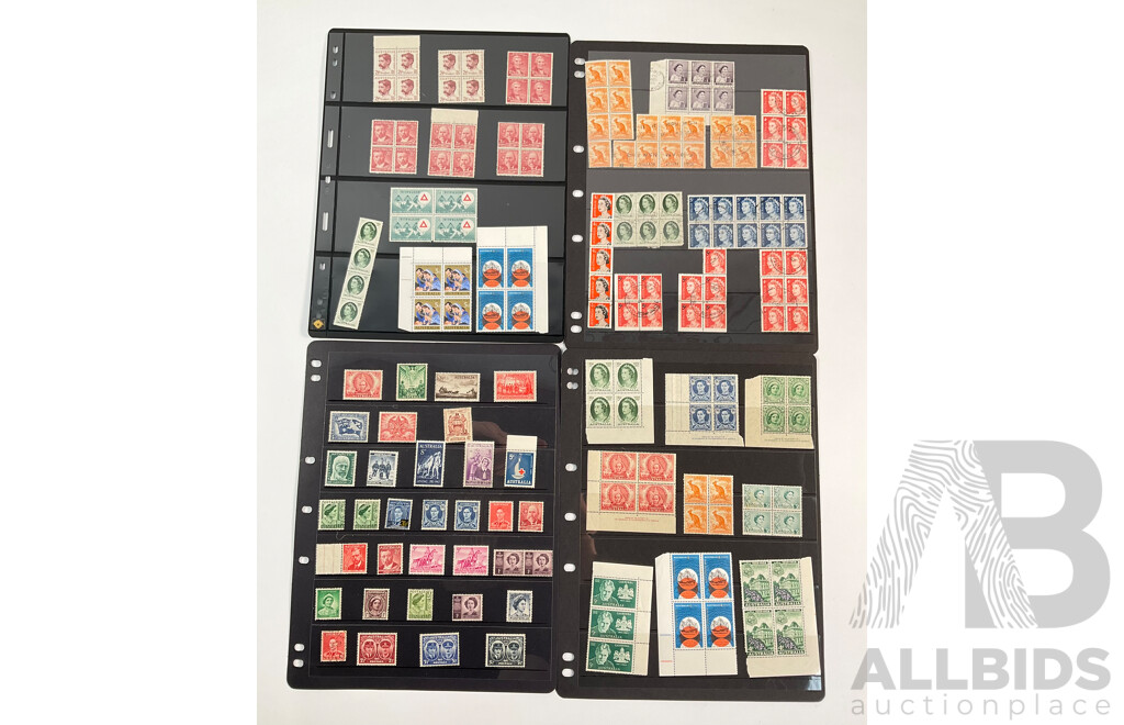 Collection of Australian Stamps, Blocks and Strips Including Government of of the Commonwealth of Australia Prints, Overprints
