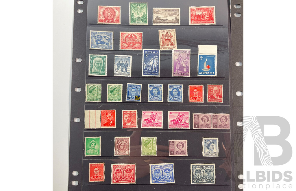 Collection of Australian Stamps, Blocks and Strips Including Government of of the Commonwealth of Australia Prints, Overprints