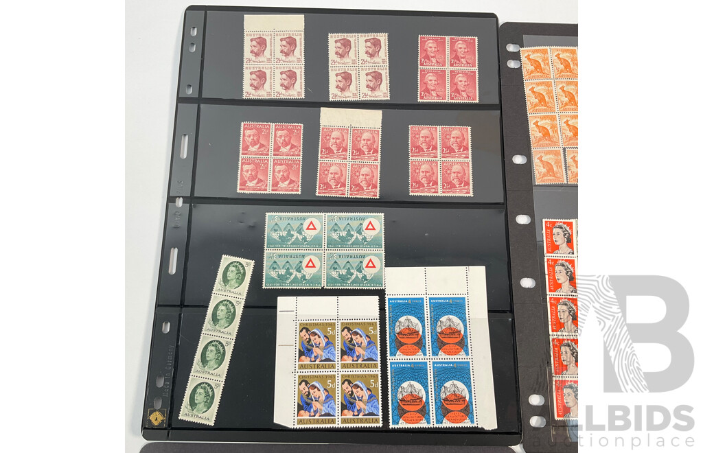 Collection of Australian Stamps, Blocks and Strips Including Government of of the Commonwealth of Australia Prints, Overprints