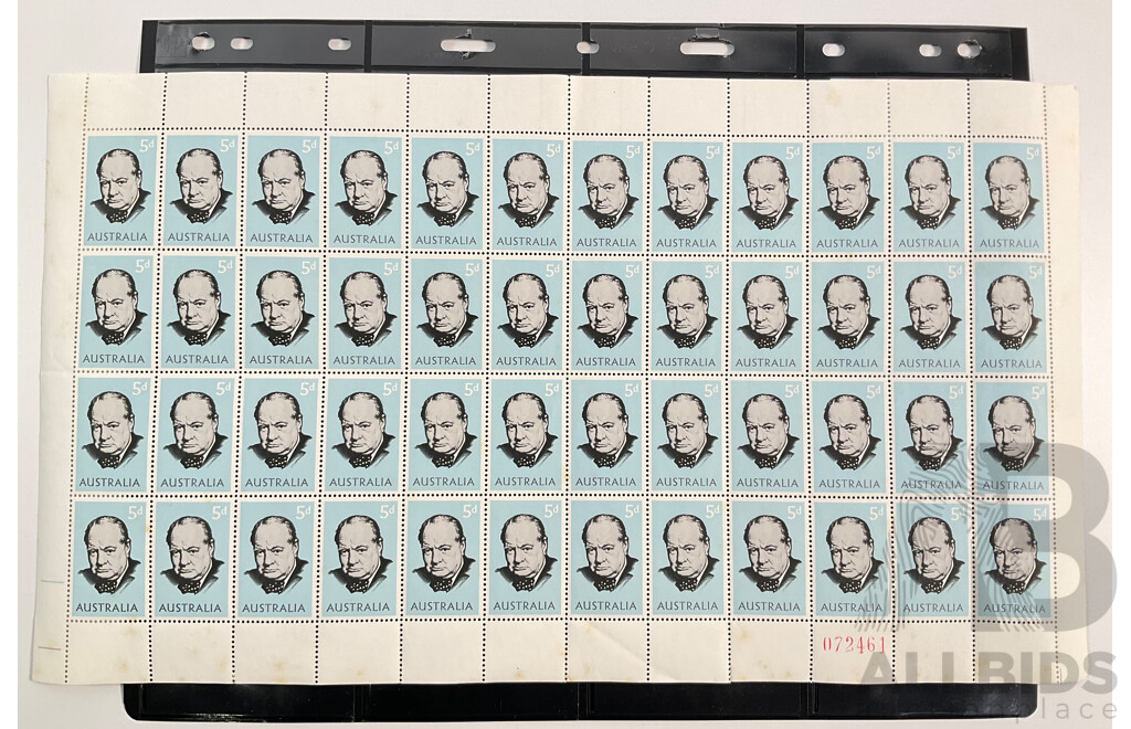 Australian 1965 Mint Stamp Block, Sir Winston Churchill