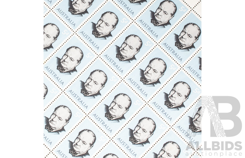 Australian 1965 Mint Stamp Block, Sir Winston Churchill