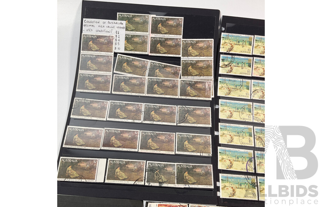 Collection of Australian Stamps, High Domination Including Artist Painting Series Set