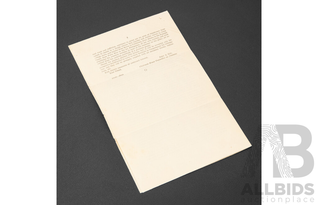 USA 1916 - An Open Letter to the Old Soldiers of the Country From Honorable Hon. John A. Key of Ohio in the House of Representatives