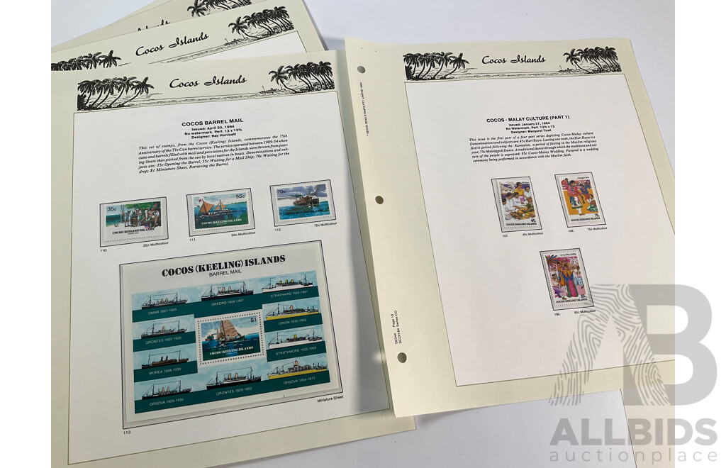 Seven Seas Cocos Islands 1969-1987 Stamp Album, Mostly Mint and Complete