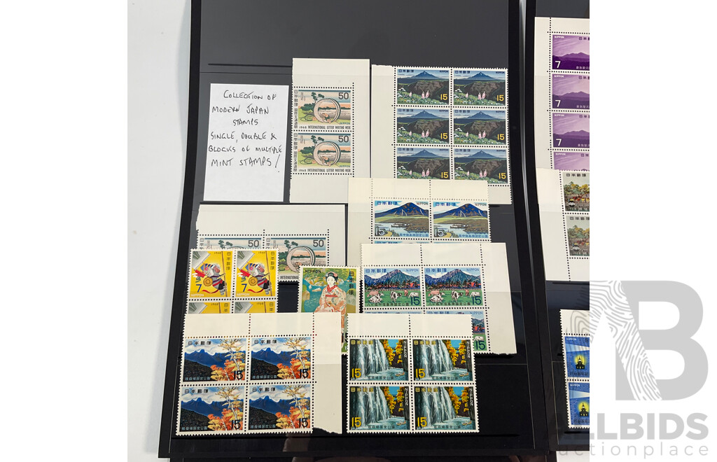 Collection of Japanese Mint Stamps and Blocks Spanning 1960's/70's