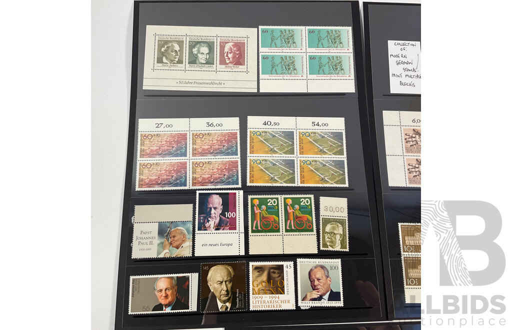 Collection of German Mint Stamps and Blocks Spanning 1970's/90's