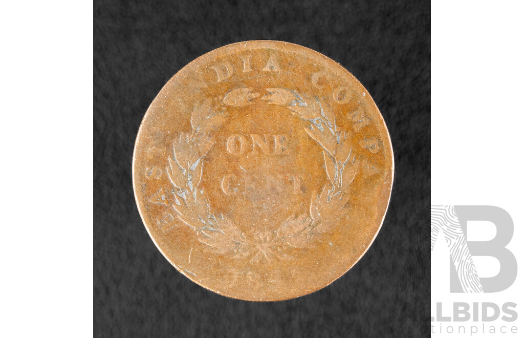 Straits Settlements 1845 East India Company Queen Victoria One Cent