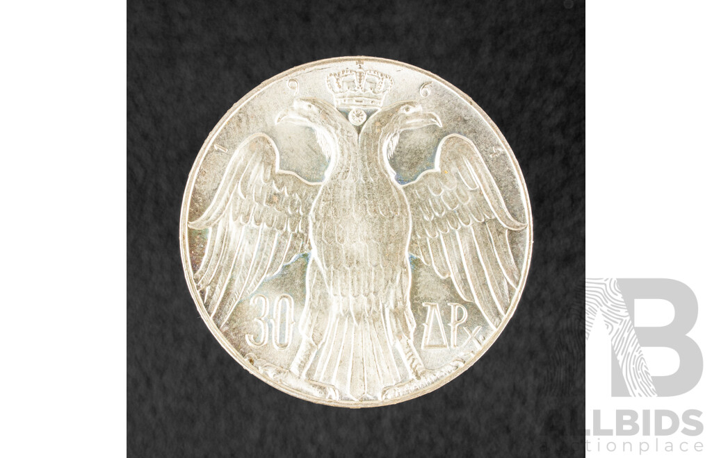 Greece 1964 Silver Thirty Drachma Coin, Royal Marriage .835