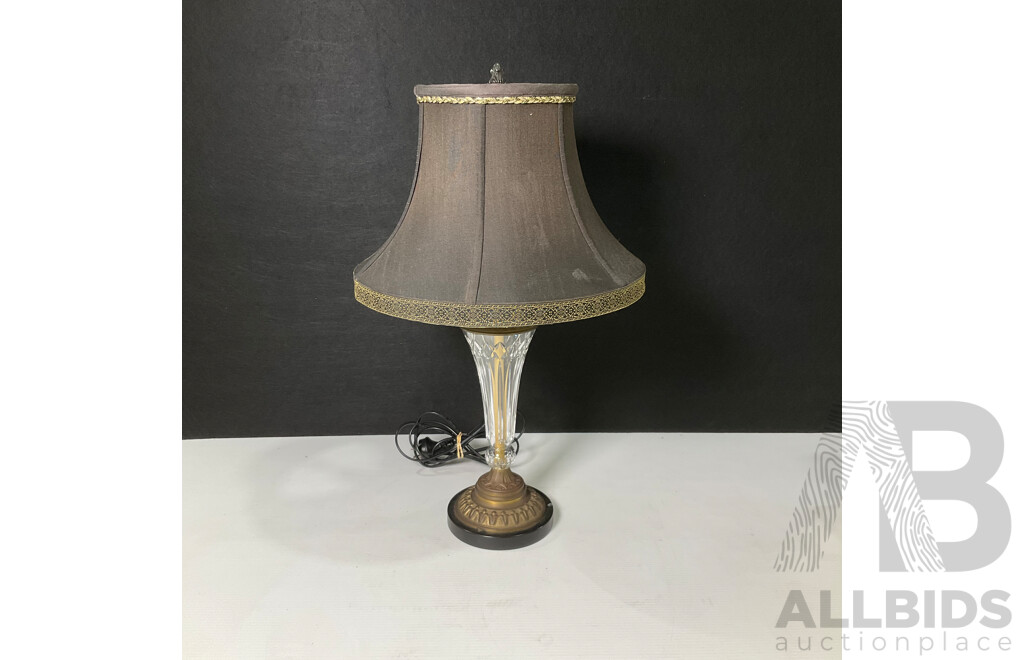 Vintage Cut Glass and Brass Table Lamp