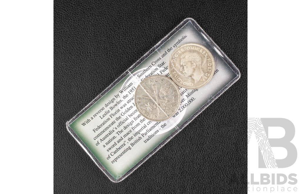Two Australian 1951 Silver Florins, Federation .500