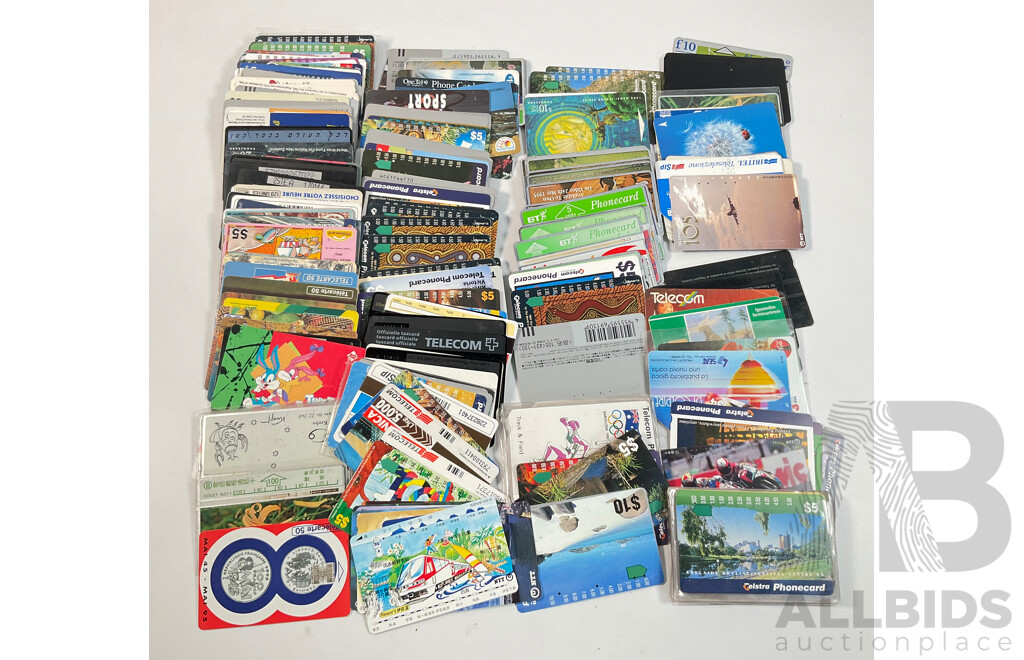 Collection of International Phonecards Including Australian Telecom, Paytel, Denmark, New Zealand, United Kingdom, Korea, Japan, Singapore, Ireland, France