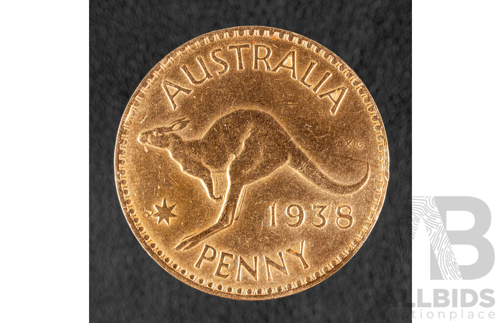 Australian 1938 KGVI Penny, High Grade