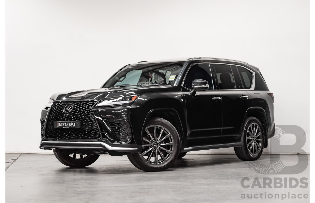 04/2022 Lexus LX600 F-Sport (4x4) MY22 VJA310R 5d Wagon Sapphire Black Metallic Twin Turbo 3.5L