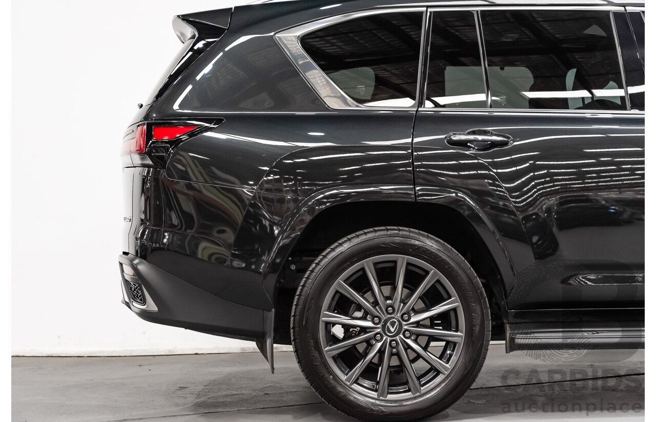 04/2022 Lexus LX600 F-Sport (4x4) MY22 VJA310R 5d Wagon Sapphire Black Metallic Twin Turbo 3.5L