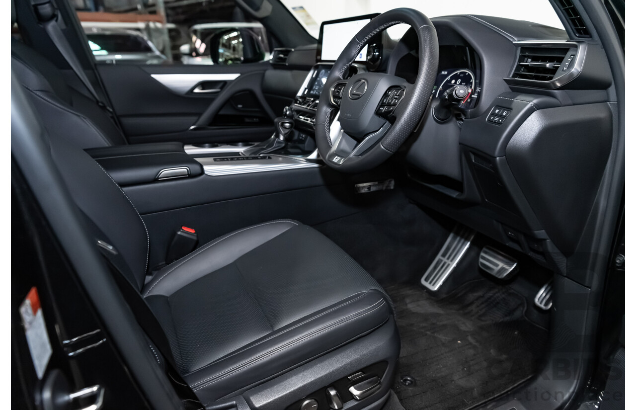 04/2022 Lexus LX600 F-Sport (4x4) MY22 VJA310R 5d Wagon Sapphire Black Metallic Twin Turbo 3.5L