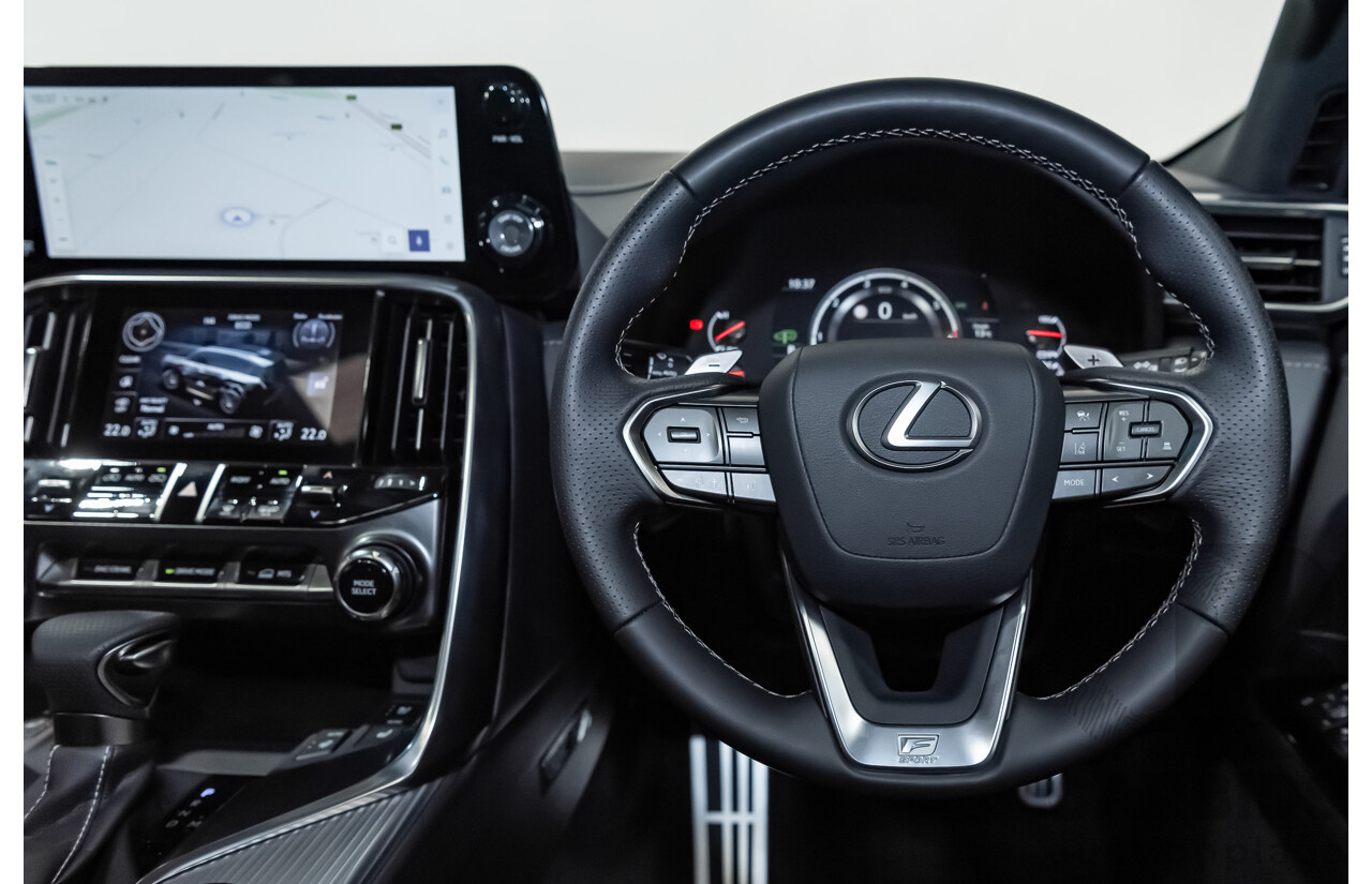 04/2022 Lexus LX600 F-Sport (4x4) MY22 VJA310R 5d Wagon Sapphire Black Metallic Twin Turbo 3.5L