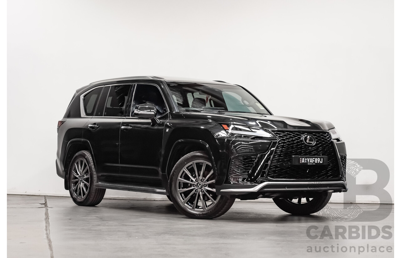 04/2022 Lexus LX600 F-Sport (4x4) MY22 VJA310R 5d Wagon Sapphire Black Metallic Twin Turbo 3.5L