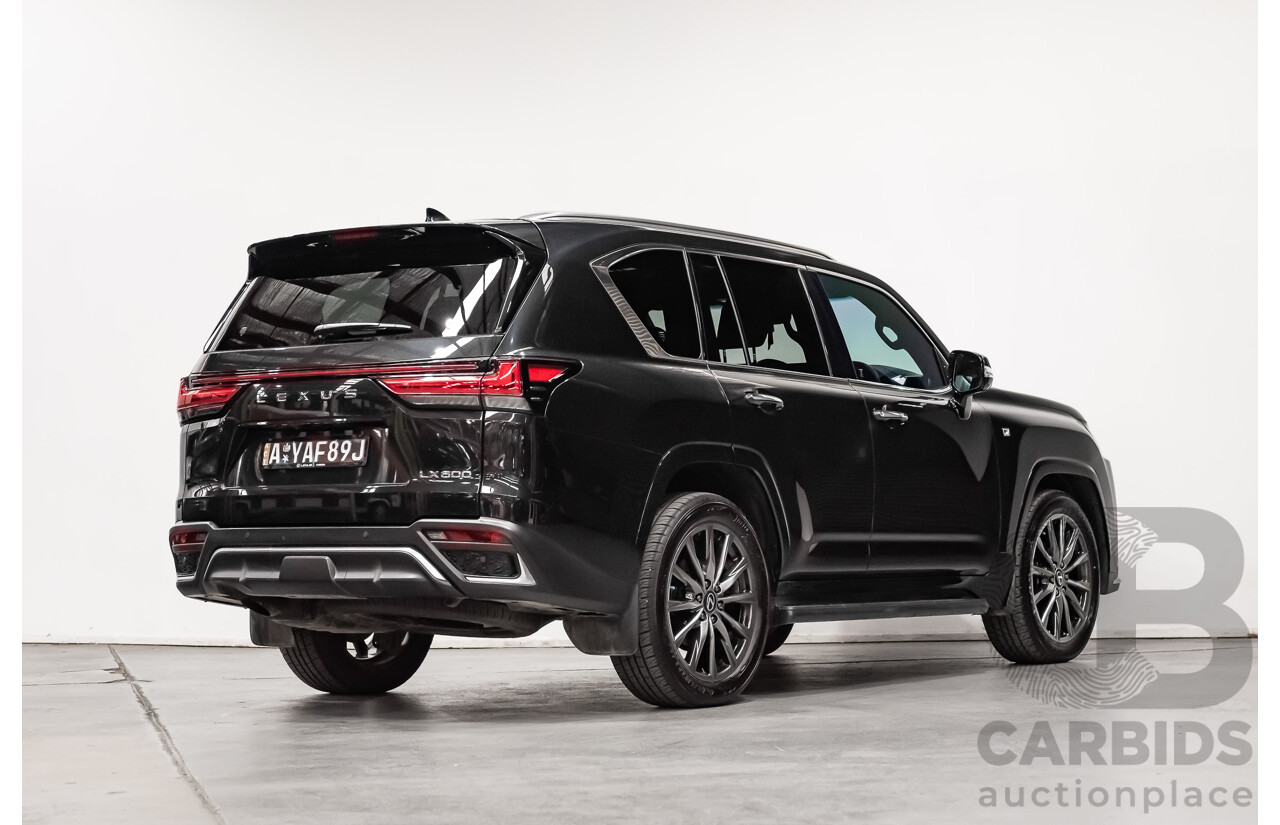 04/2022 Lexus LX600 F-Sport (4x4) MY22 VJA310R 5d Wagon Sapphire Black Metallic Twin Turbo 3.5L