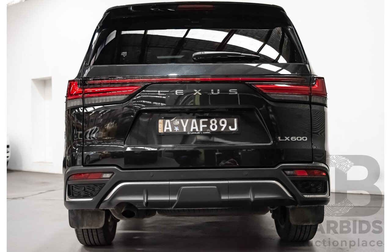 04/2022 Lexus LX600 F-Sport (4x4) MY22 VJA310R 5d Wagon Sapphire Black Metallic Twin Turbo 3.5L