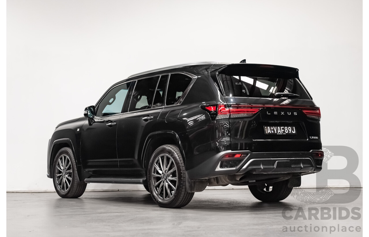 04/2022 Lexus LX600 F-Sport (4x4) MY22 VJA310R 5d Wagon Sapphire Black Metallic Twin Turbo 3.5L