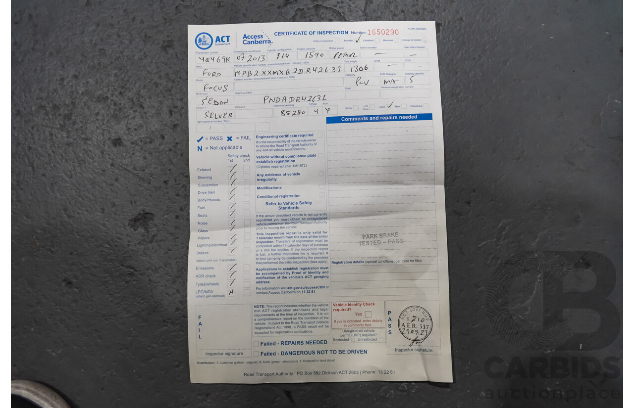 7/2013 Ford Focus Ambiente LW MK2 4d Sedan Metallic Ingot Silver 1.6L