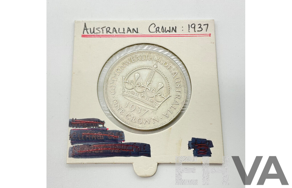 Australian 1937 One Crown Silver Coin .925