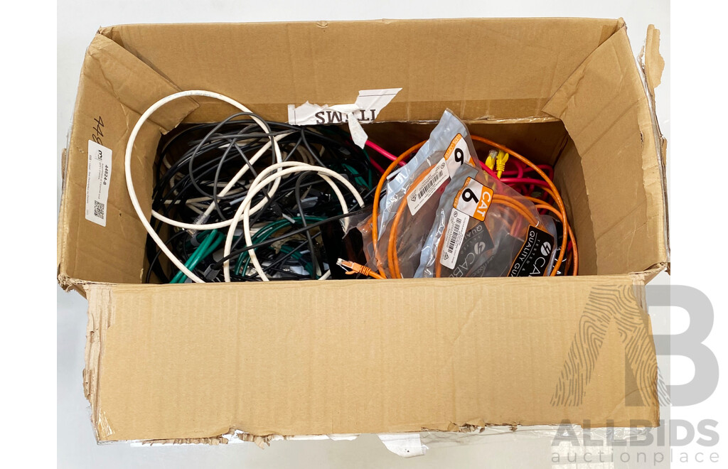 Assortment of Ethernet and SPF+ Cables