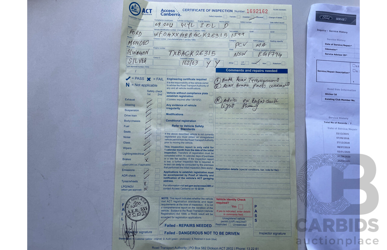 8/2012 Ford Mondeo Titanium TDCi MC 4d Wagon Silver 2.0L