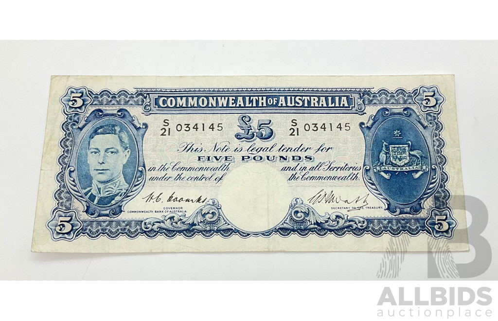 1949 Coombs Watt ?5 five pound note.