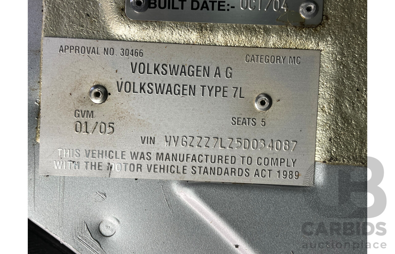 1/2005 Volkswagen Touareg R5 TDi Luxury 7L 4d Wagon Silver 2.5L