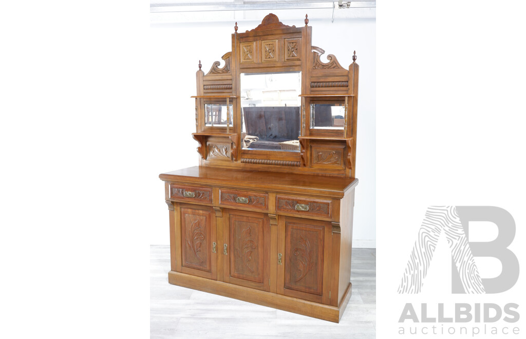 Arts and Crafts Maple Morrored Back Sideboard