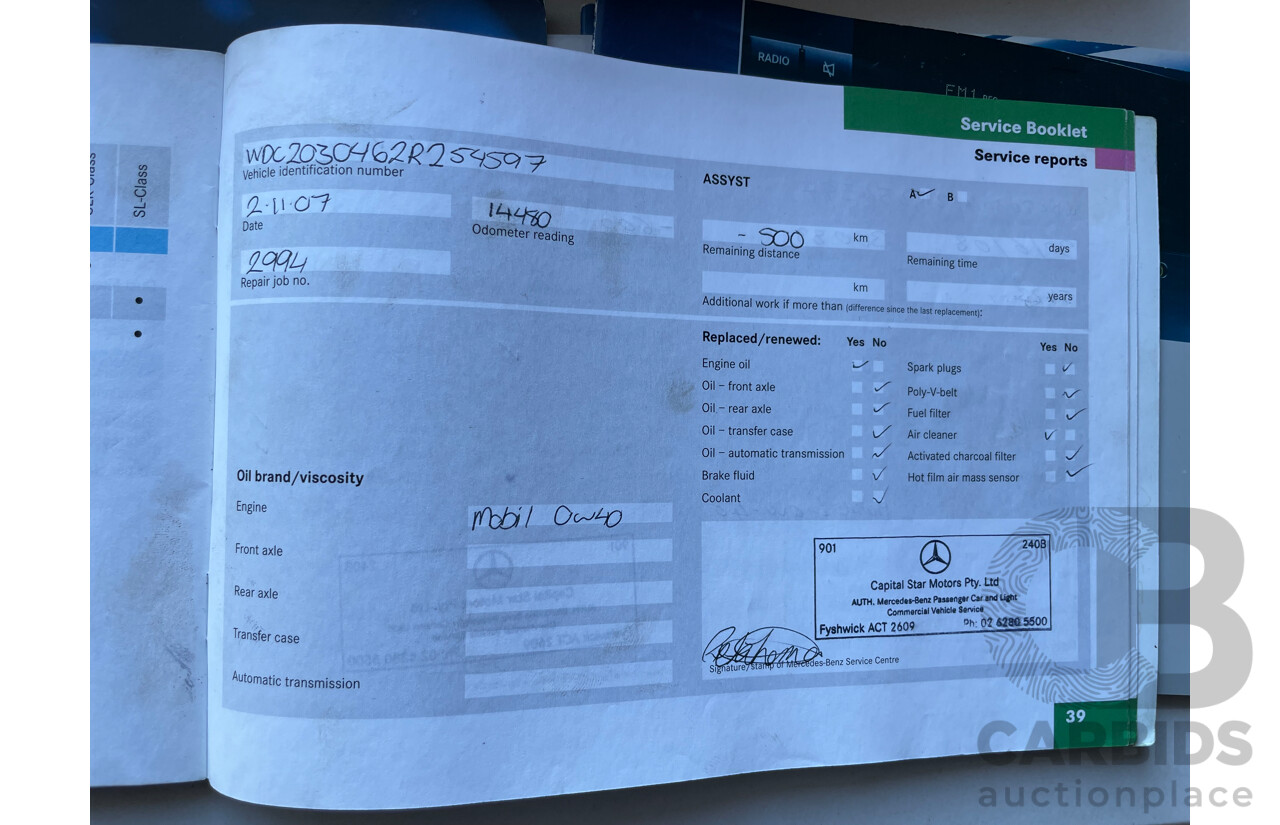 1/2007 Mercedes-Benz C180 Kompressor Super Sport Edition W203 MY07 UPGRADE 4d Sedan Black 1.8L